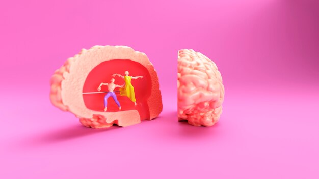 Representación 3d del concepto de cerebro humano