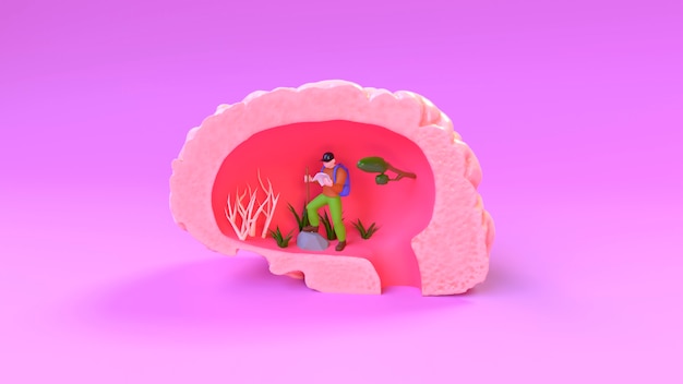 Representación 3d del concepto de cerebro humano