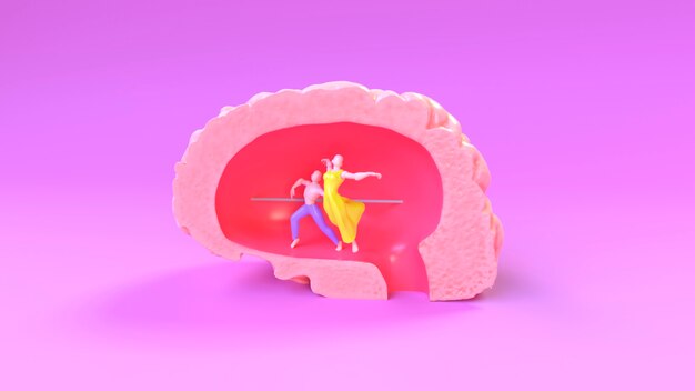 Representación 3d del concepto de cerebro humano