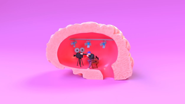 Representación 3d del concepto de cerebro humano