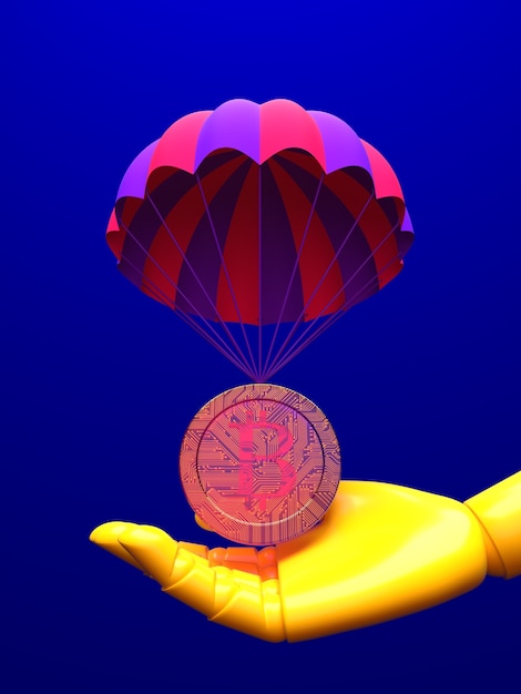 Representación 3d del concepto de distribución de criptomonedas