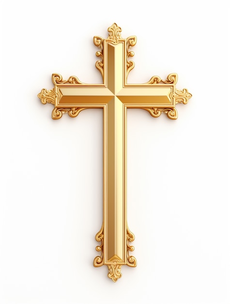 Representación 3D de cruz dorada