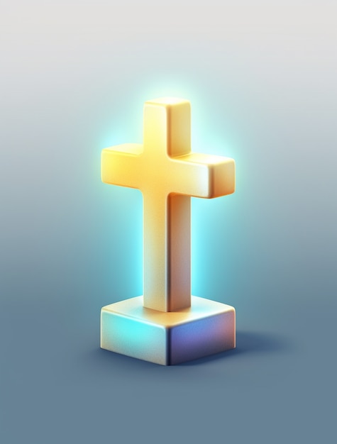 Representación 3D de cruz de neón