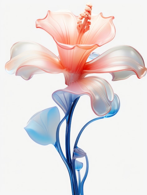 Representación 3D de delicada flor de cristal