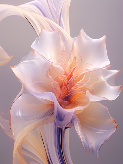 Representación 3D de delicadas flores de cristal.