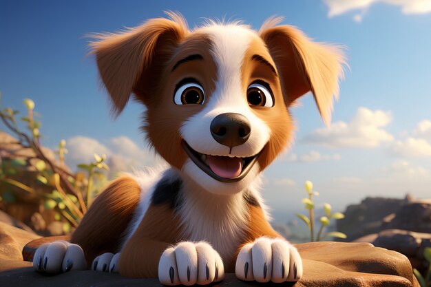 Representación 3D de dibujos animados como perro