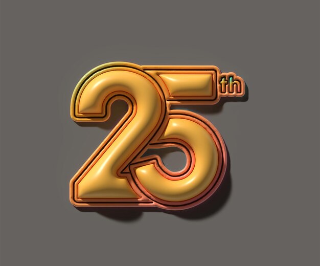 Representación 3D de un diseño de ilustración de 25 veinticinco números
