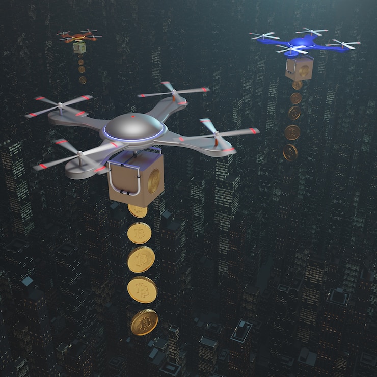 Foto gratuito representación 3d de la distribución de criptomonedas