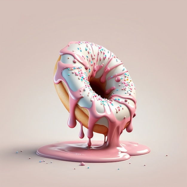 Representación 3d de donut derritiéndose
