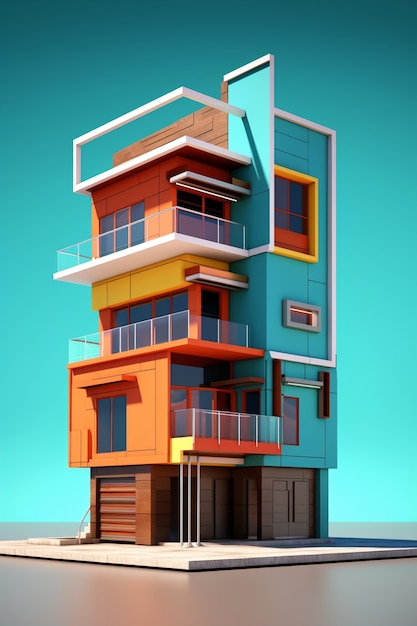 Foto gratuita representación 3d del edificio abstracto