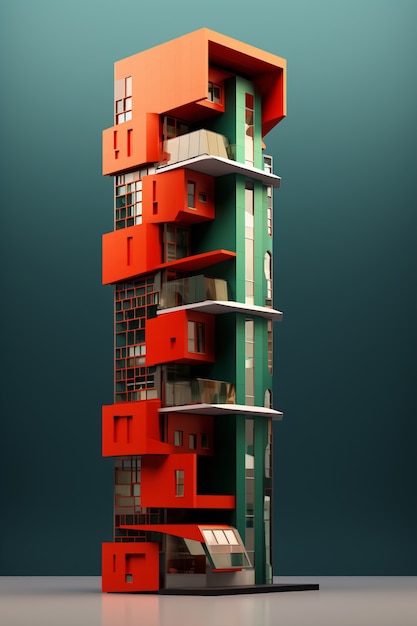 Foto gratuita representación 3d del edificio abstracto