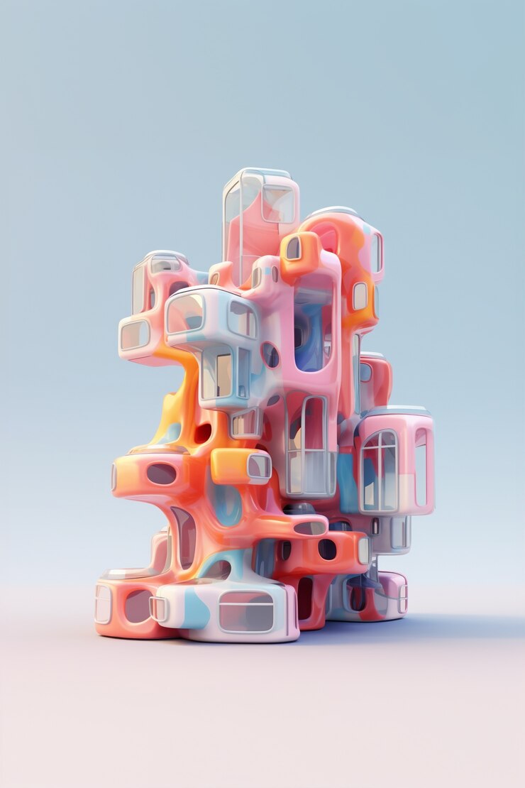 Foto gratuito representación 3d del edificio abstracto