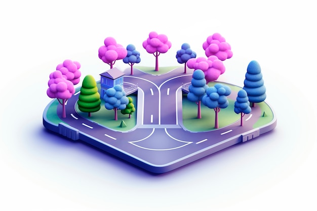 representación en 3D del escenario de la carretera