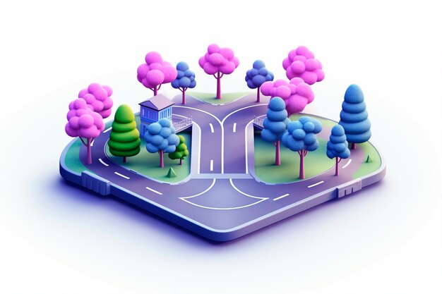 representación en 3D del escenario de la carretera