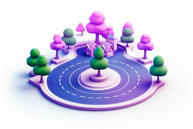 representación en 3D del escenario de la carretera