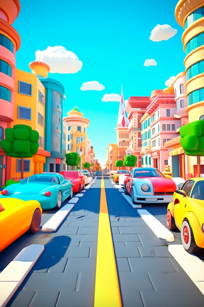 representación en 3D del escenario de la carretera
