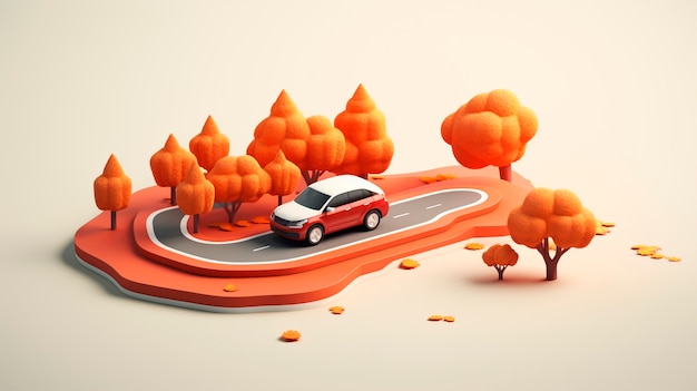 representación en 3D del escenario de la carretera