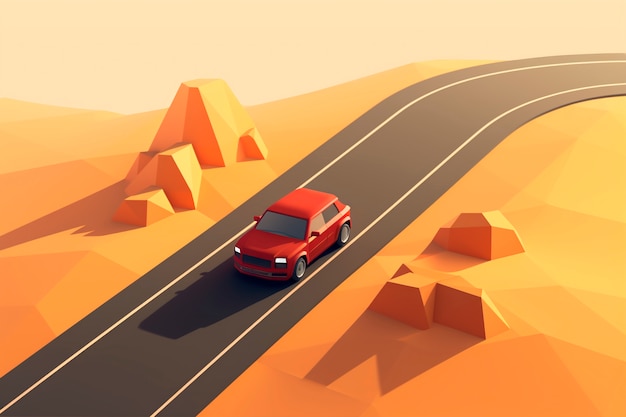representación en 3D del escenario de la carretera