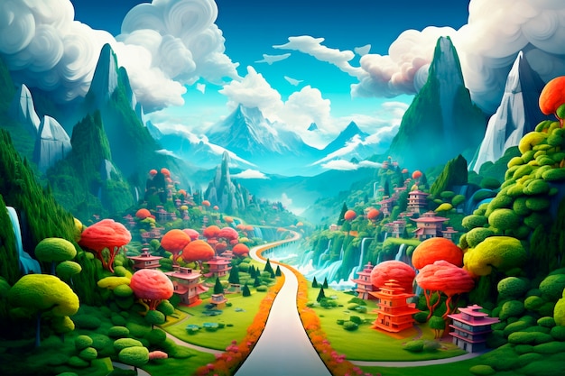 representación en 3D del escenario de la carretera