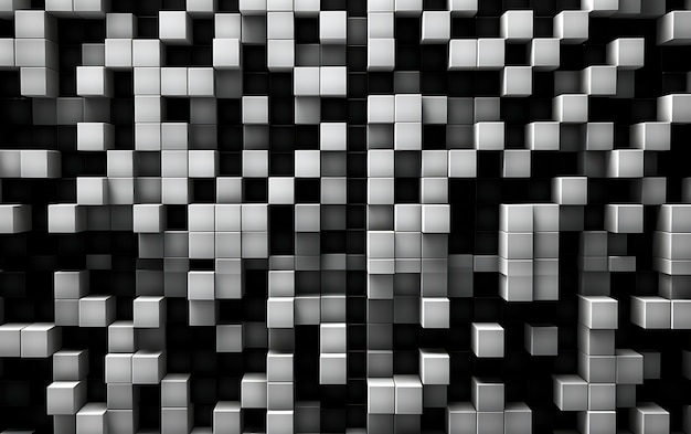 Representación 3D de fondo abstracto en blanco y negro