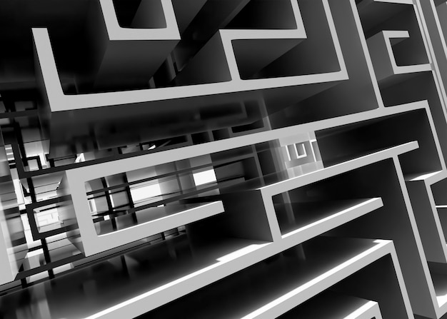 Representación 3d de fondo blanco y negro