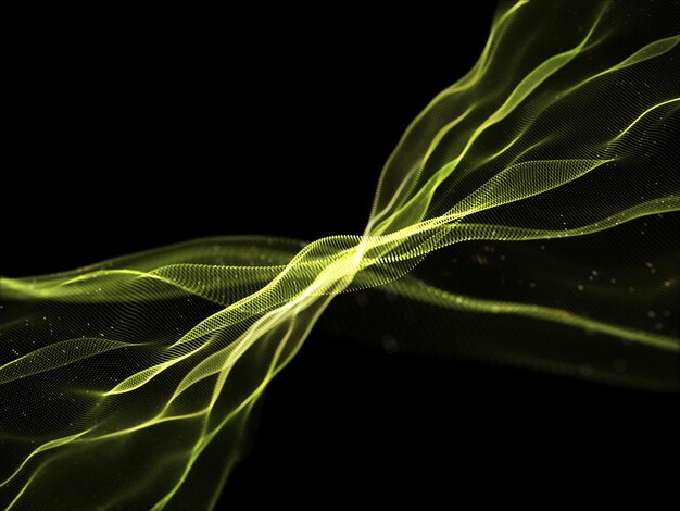 Representación 3D de un fondo de tecnología abstracta con partículas cibernéticas que fluyen