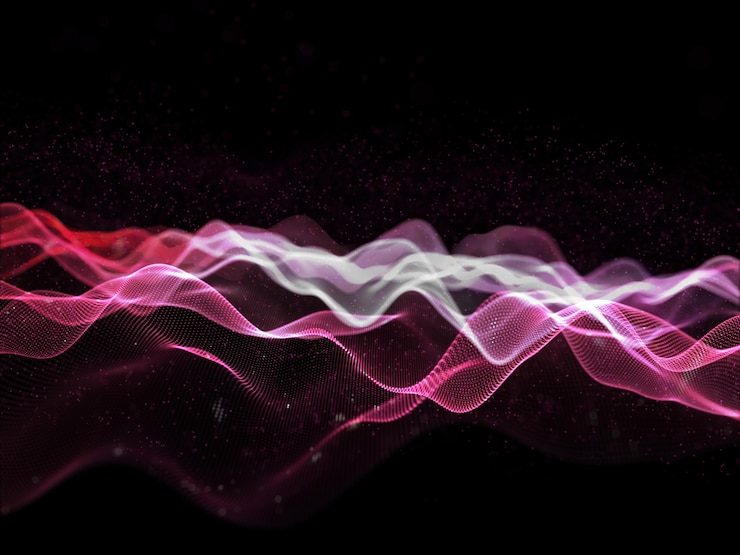 Foto gratuito representación 3d de un fondo de tecnología abstracta con partículas digitales que fluyen