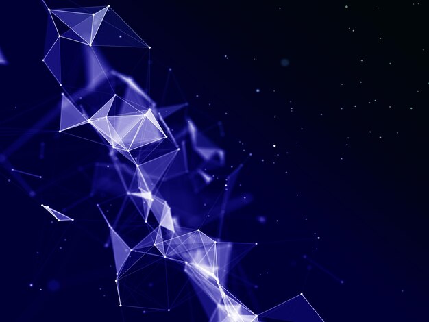 Representación 3D de un fondo de tecnología con puntos y líneas de conexión