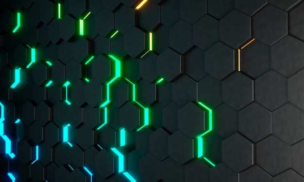 Representación 3D de fondo de textura hexagonal