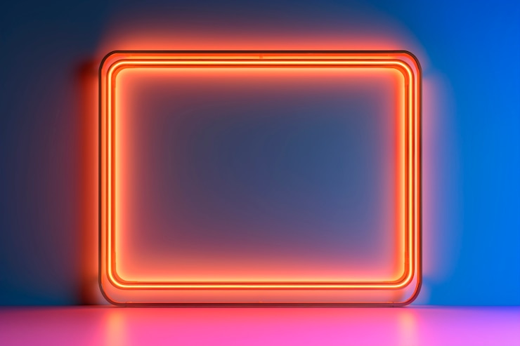 Foto gratuito representación en 3d de la forma cuadrada de neón