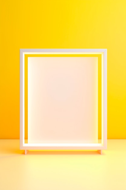 representación en 3D de una forma cuadrada sobre un fondo amarillo