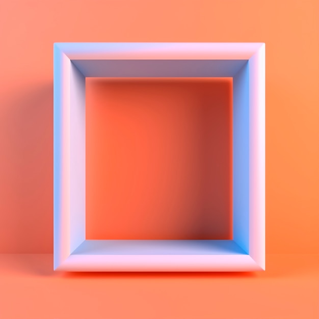 representación en 3D de una forma cuadrada sobre un fondo rojo