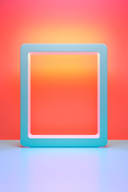 representación en 3D de una forma cuadrada sobre un fondo rojo