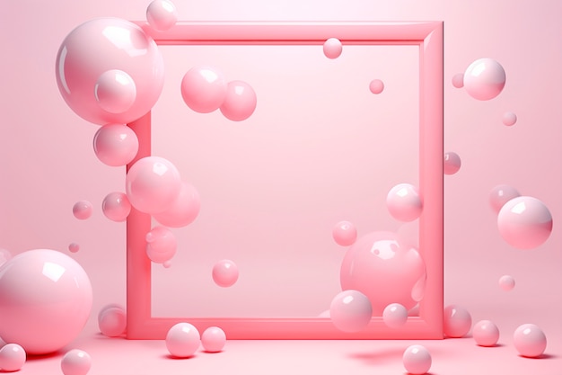 representación en 3D de una forma cuadrada sobre un fondo rosado