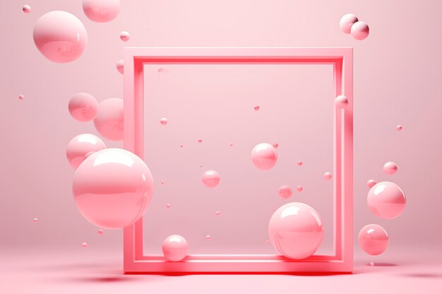 representación en 3D de una forma cuadrada sobre un fondo rosado