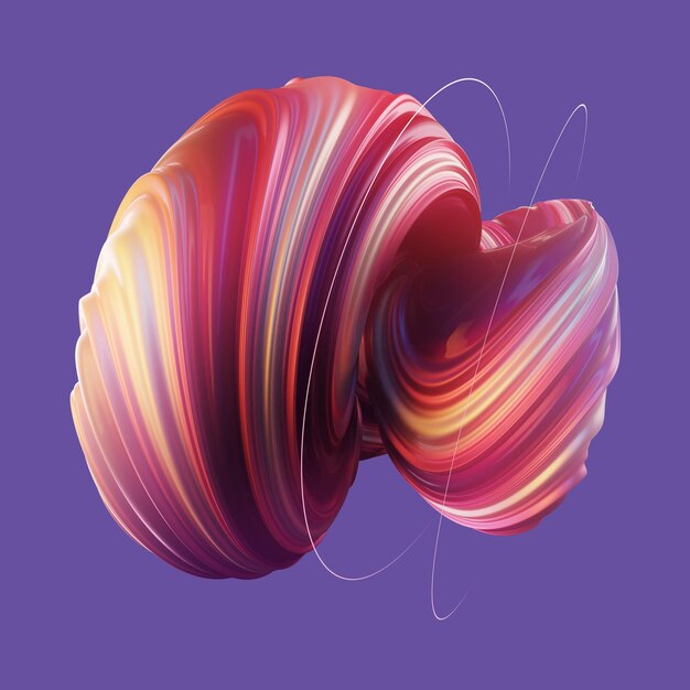 Representación 3d de una forma fluida abstracta con rayas de colores retorcidas