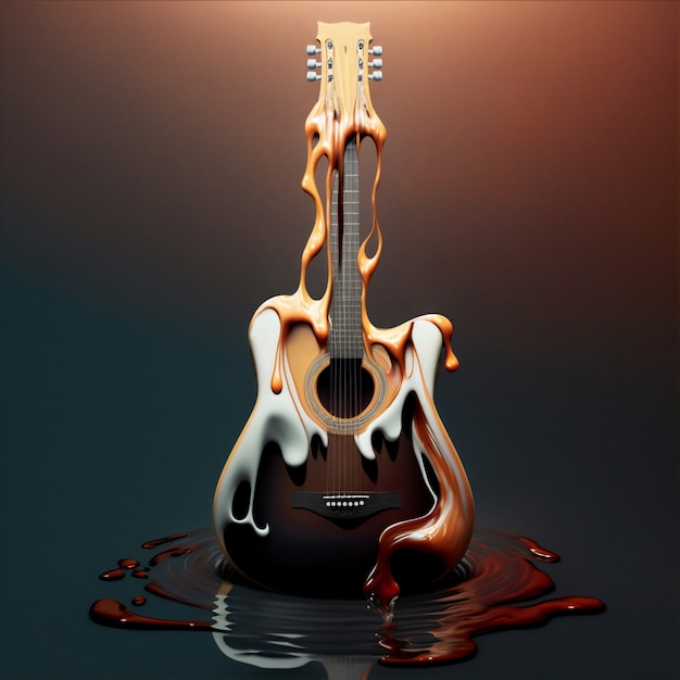 Representación 3d de fusión de guitarra