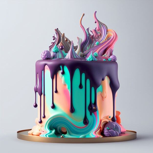 Representación 3d de la fusión de la torta