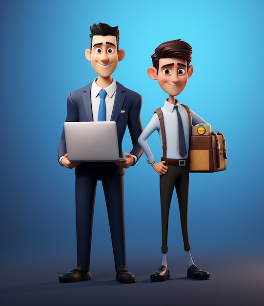 Representación 3D de hombres de negocios de dibujos animados