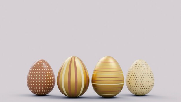 Representación 3d de huevos decorativos de pascua