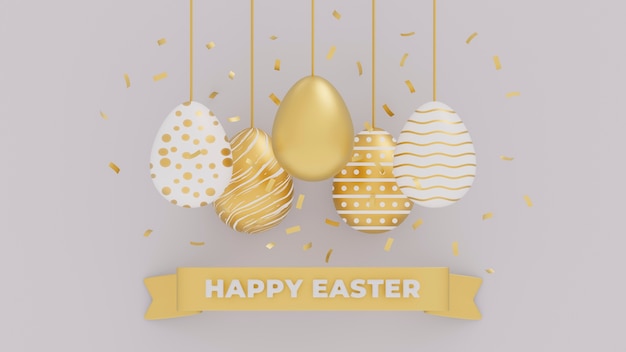 Foto gratuita representación 3d de huevos decorativos de pascua