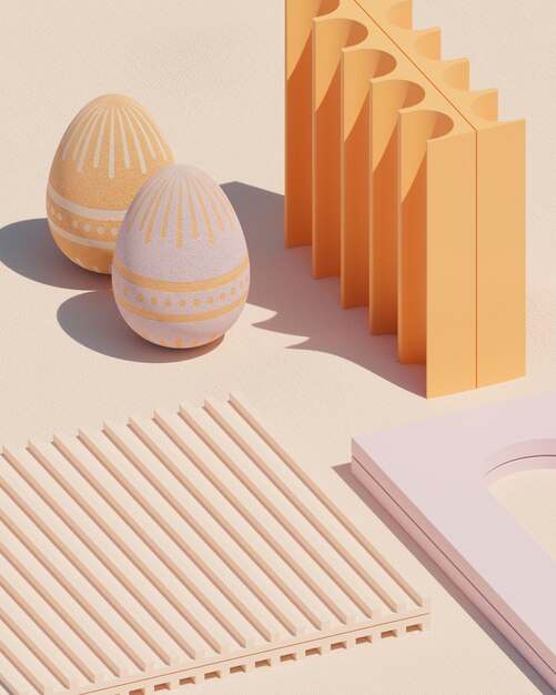 Representación 3d de huevos decorativos de pascua