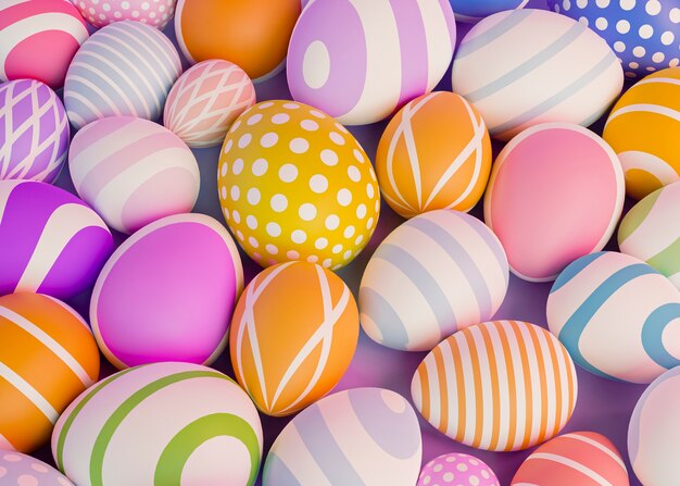 Representación 3D de huevos de Pascua