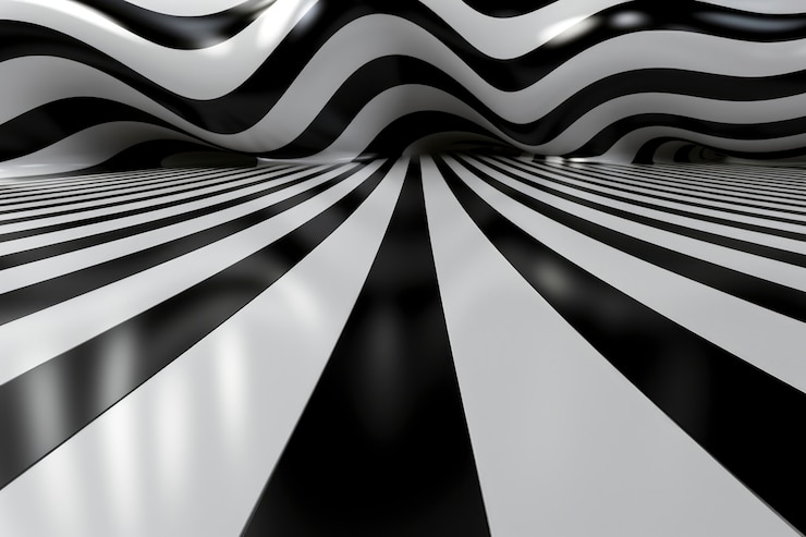 Foto gratuito representación 3d de ilusión óptica en blanco y negro.
