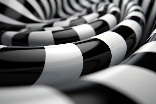 Representación 3D de ilusión óptica en blanco y negro.