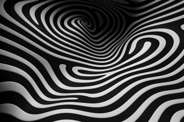 Representación 3D de ilusión óptica en blanco y negro.