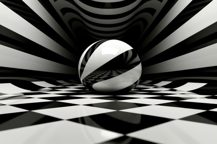 Foto gratuito representación 3d de ilusión óptica en blanco y negro.