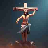 Foto gratuita representación 3d de jesús en la cruz.