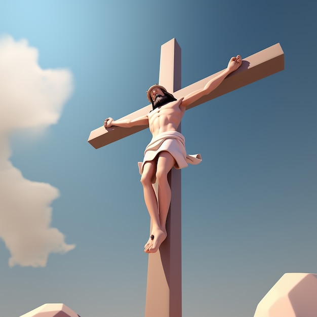 Foto gratuita representación 3d de jesús en la cruz.