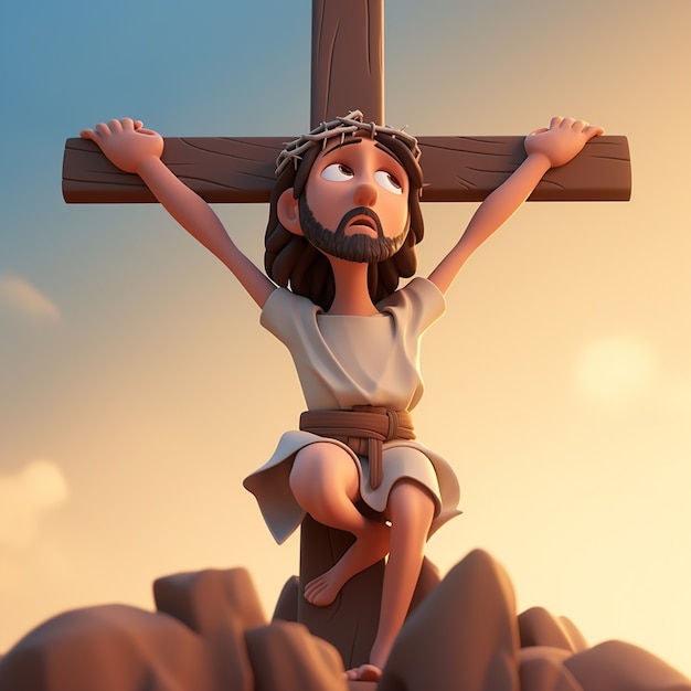 Foto gratuita representación 3d de jesús en la cruz.